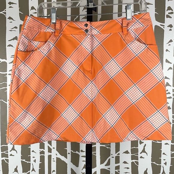 Slazenger Orange Plaid Golf Skort 8 - Picture 9 of 10